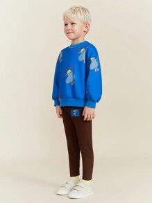 SHEIN Young Boy Round Neck Allover Print Casual Sweatshirt - Beige - View 4