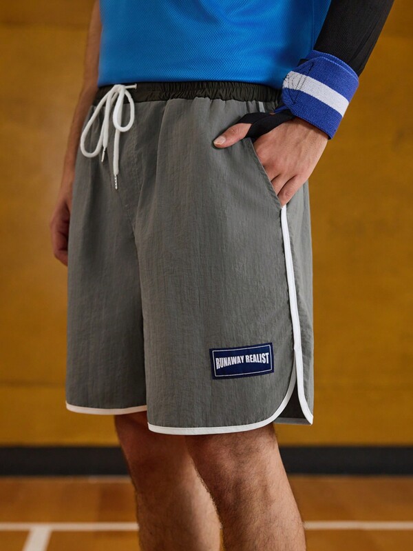 Sport MetroGents Men's Color Block Trim Pocket Simple Sports Shorts, Casual Daily Wear