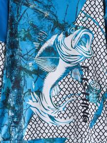 Tween Boys 时尚海鲜印花休闲套头连帽衫，百搭秋冬季