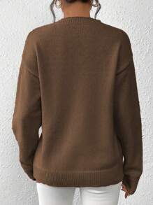 Chiquease Crew Neck Pullover Sweater With Rhinestone Butterfly Embroidery, Pink, For Autumn/Winter