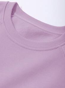 DAZY Tween Girl Round Neck Knit Letter Embroidery Sweatshirt, Tween Girl Fall Clothes - Purple - View 4