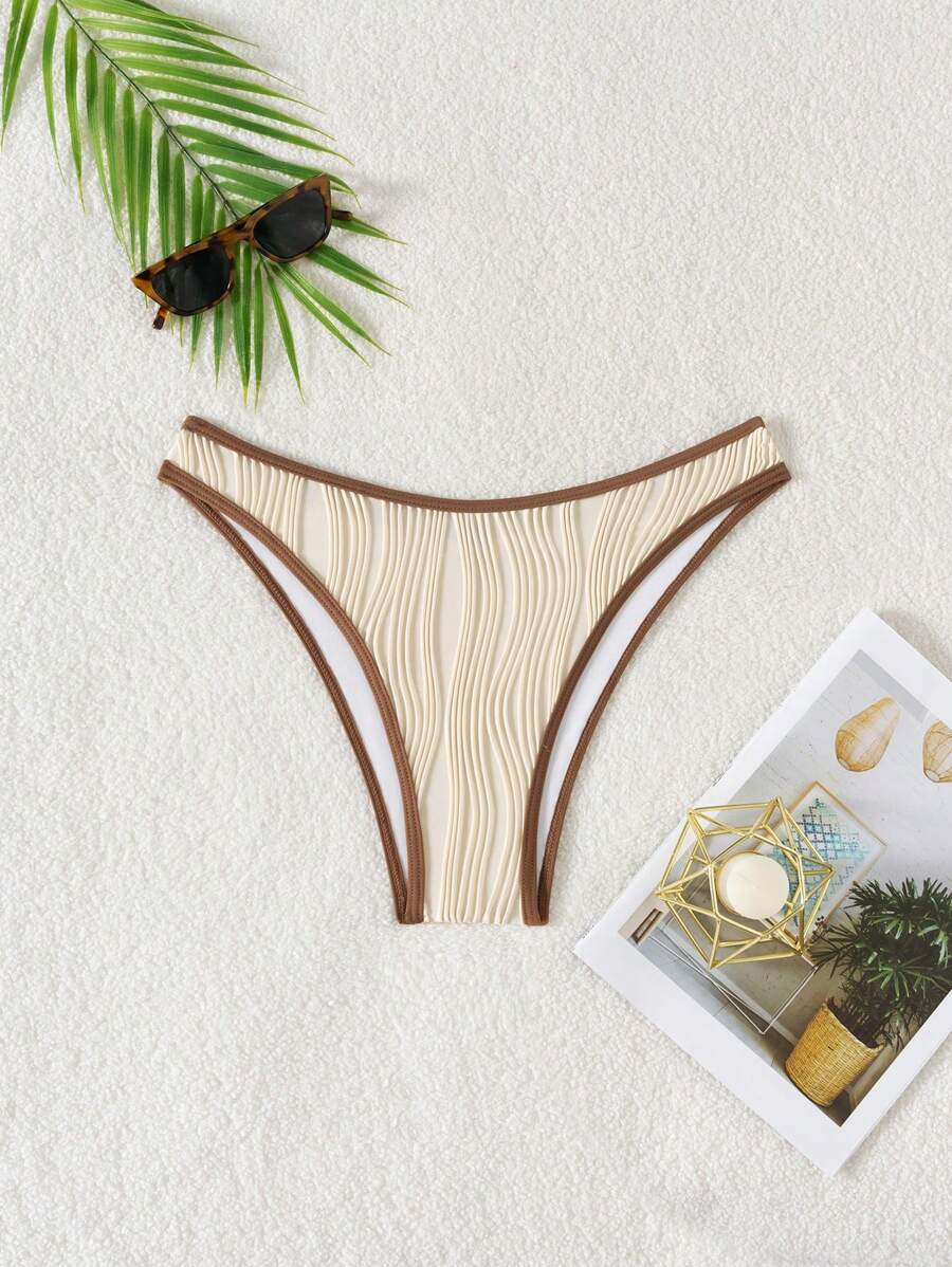 Swim Mod Beach For Women, Summer Beach Party Vintage Ruffled Detail Women Swimwear Bottom - Apricot - View 1