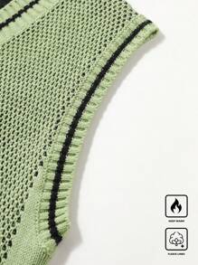 Manfinity Campus Court Aesthetic Post--Men's Casual Daily Number Pattern V-Neck Trim Knit Sweater Vest - Green - View 6