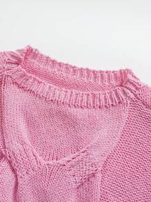 INAWLY Suéter de cuello redondo de unicolor talla grande, informal para otoño/invierno, jersey de punto de temporada