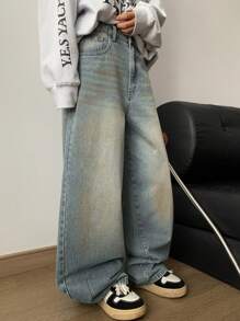 DAZY Jeans larghi da donna di moda in stile vintage lavati, jeans ampi