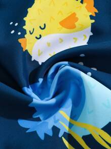 Baby Boys Cute Fish Print Random Rash Guard & Board Shorts Beach Swimsuit Set - Multicolor - View 6