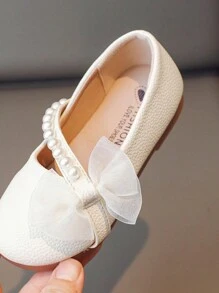 1 Pair Girl's Flat Shoes, Beige Comfortable Versatile Bowknot Fairy Style Outdoor Kids Shoes - Beige - View 5
