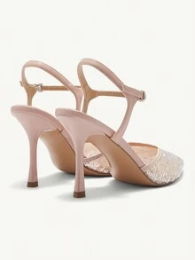 CUCCOO CHICEST Pink Glitter Pointed Toe Stiletto High Heel Sexy Ladies Pumps, Elegant And Graceful Style For Date Night Outfit - Apricot - View 10