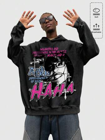 Street Life Pullover Hoodie mit Langarm und Schneeflocken Muster