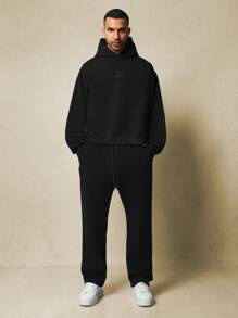 SUMWON Oversized Pullover Limited Edition Winter Street Style Hoodie Sweatshirt Heavyweight Fleece Sportswear Urban Casual Loungewear - Black - View 3