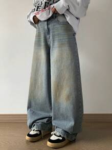 DAZY Jeans larghi da donna di moda in stile vintage lavati, jeans ampi