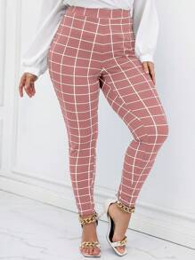 Celure Talla grande Pantalones ajustados con estampado de cuadros
