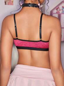 1pc Women Non-Wired Contrast Trim Bra