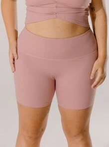 Aralina Curve Leisurewear Blush-Toned Soft Stretch Mid-Thigh Bottom Lifting Active Bike Shorts