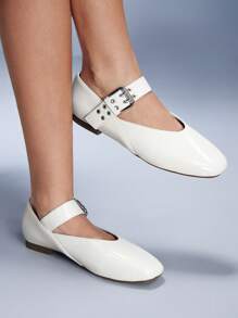 CUCCOO GRLICON Giày bệt phong cách Y2K dành cho nữ, phù hợp với phong cách Punk, Biker, cô gái cá tính, Halloween, Giáng sinh, trang phục dự tiệc - trắng - Xem 2