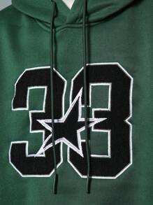 SUMWON Classic Athletic Pullover Hoodie With Star Number Varsity Design Sports Team College Style Kangaroo Pocket Casual Winter Sweatshirt