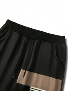 Manfinity Homme Men's Contrast Stripe Long Sleeve T-Shirt & Pants Set - Black - View 7