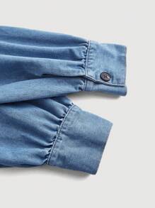 SHEIN MOD Blue Plus Size Denim Jacket Tops Casual Jacket Shirt Jacket - Medium Wash - View 3