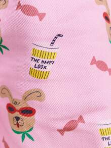 SHEIN Young Girl's Elastic Waist All-Over Print Casual Pants, Suitable For Daily Wear - Pink - View 5