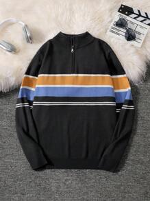 Claim Dot Men's Casual Zip-Up Knitted Sweater, Simple & Fashionable For Daily Wear - Multicolor - View 1