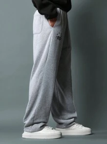 SUMWON 优质运动低裆运动裤，宽松舒适，街头训练休闲服，带松紧腰带，侧袋，适合健身运动休闲 - 灰色 - 查看 1