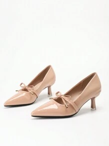 CUCCOO CHICEST Women's Bowknot Slip-On High Heels Valentine's Day - Pink - View 2