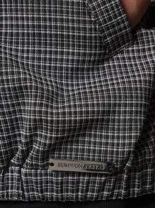 SUMWON Vintage Style Checkered Zip Front Shacket Loose Fit Oversized Casual Streetwear Spring Fall Outerwear Weekend Urban Daily Essentials Lightweight - Black and White - View 6