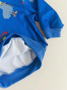 SHEIN Young Boy Round Neck Allover Print Casual Sweatshirt - Beige - View 9