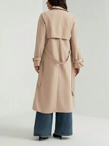 SHEIN Tall Elegancki trencz z długim rękawem i ściągaczem w talii, jesień/zima