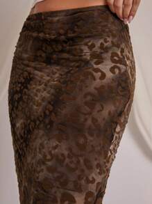COSMINA Women Leopard Print Minimalist Fashion Casual Skirt, Daily Wear - Brown - View 7