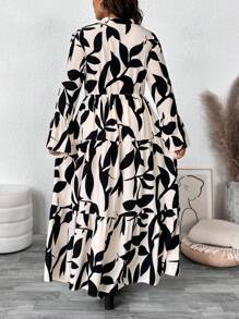 SHEIN VCAY Plus Size Holiday Patchwork Midi Dress, Casual & Fashionable For Everyday Dresses For Women Elegant Valentine's Day Outfits Romantic