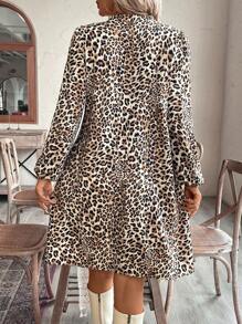 EMERY ROSE Vrouwen Luipaard Print Casual Lange Mouw Jurk, Voor Dagelijks Gebruik
