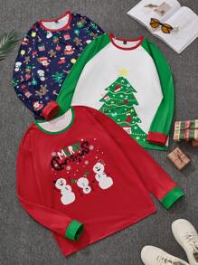 3pcs Christmas Print Pajama Set For Men - Multicolor - View 1
