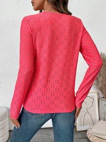 EMERY ROSE Camiseta de mujer de manga larga y cuello redondo de unicolor casual, de estilo minimalista, para uso diario
