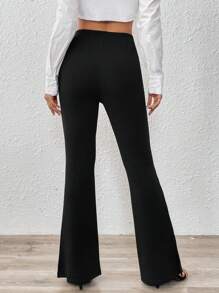 Calvaya Slim-Fit Flared Leg Casual Solid Color Pants, Minimalist Fashion For Daily Wear