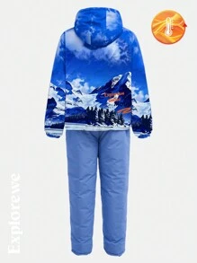 SHEIN 2pcs/Set Teenage Boys' Print Casual Hoodie And Pants Set, Long Sleeve - White - View 3