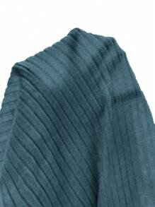 SHEIN Frenchy T-shirt décontracté à manches longues, col rond et côtelé de couleur unie pour femmes, automne