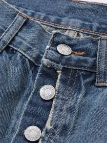 DAZY Women's Frayed Hem Button Design Denim Shorts Jorts - Medium Wash - View 9
