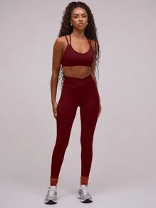 Musera Sport 双肩带细肩带运动文胸，适合板式网球、网球、匹克球、健身房和冬季运动。 - 酒紅色 - 查看 4
