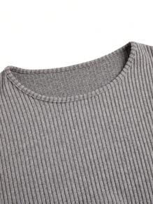 SHEIN LUNE Plus Size Women's Solid Color Round Neck Long Sleeve Pleated T-Shirt, Autumn Fall Cloth For Women - Multicolor - View 8