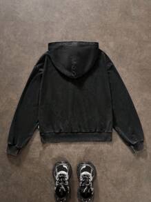 Manfinity VCAY Sudadera con capucha casual de hombre con estampado de números, otoño