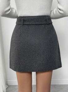 Calvaya Falda midi elegante de cintura alta y corte evasé de color liso para mujer