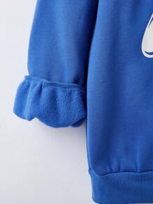 SHEIN 青少年男童休闲游戏主题印花套头卫衣，宽松版型，适合秋冬季外出穿着。 - 寶藍色 - 查看 8