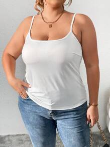 SHEIN CURVE+ 加大码 3 件装纯色吊带背心分层背心，适合秋冬季 - 黑與白 - 查看 7