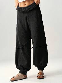 Bohemela Pantalones sueltos de cintura alta con cordón para mujer, pantalones de punto para vacaciones
