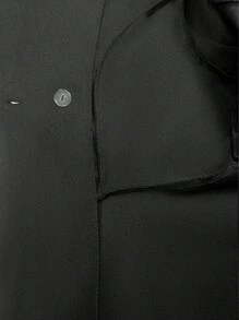 Elenzga Plus Size Casual Solid Color Double-Breasted Coat, Autumn/Winter Fall Cloth For Women