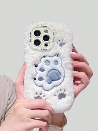 Kawaii Custodia per telefono con stampa della zampa di gatto carina e morbida compatibile con iPhone 13 Pro Max, XR, 7/8 Plus, 12, adatta per donne e uomini, adatta per l'autunno/inverno