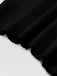 Elenzga Jersey de mujer ajustado con mangas abullonadas y hombros descubiertos, blusas de manga larga