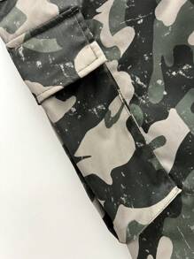 SHEIN 青少年男孩迷彩印花工装口袋裤 - 彩色 - 查看 3