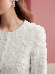 MOTF PREMIUM ROMANTIC 3D FLORAL TEXTURED JACKET,SPRING/SUMMER - White - View 3